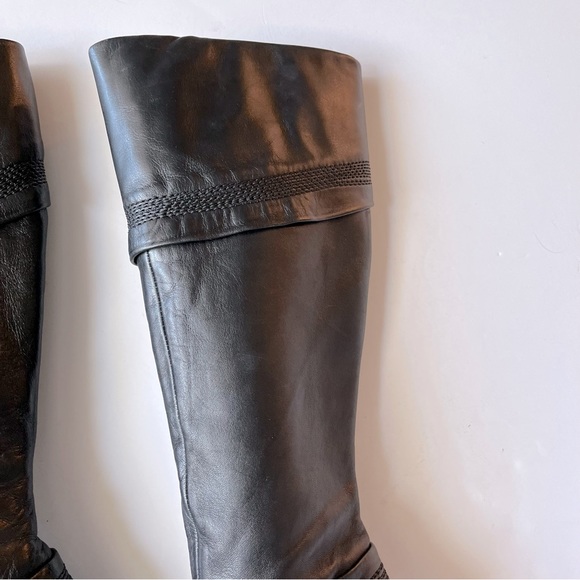 Aldo Black Leather Tall Heeled Boots Size 37 - Picture 5 of 15